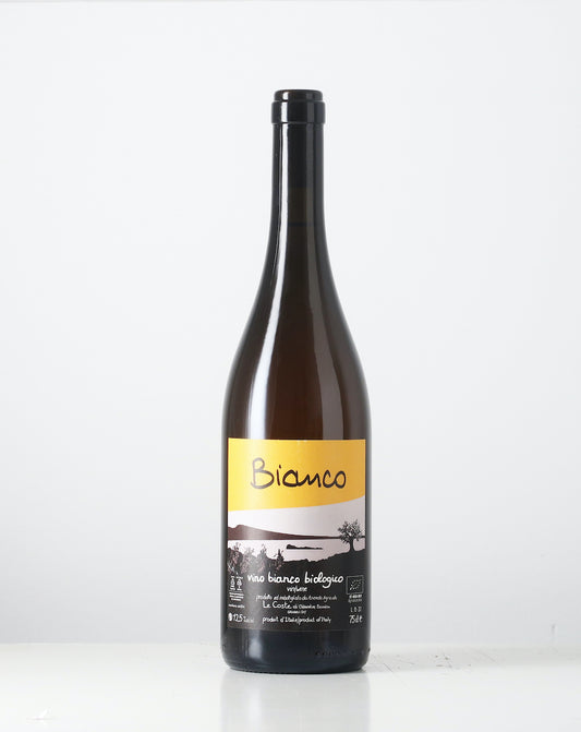 From amazing natural winemakers Le Coste in Italy, Bianco is mainly Procanico grapes with a few days of skin maceration. Lovely orange!