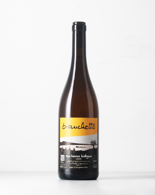 The Bianchetto 2023 is the result of an excellent harvest made from mainly Procanico, with some Malvasia di Candia, Moscato and Vermentino. Le Coste makes outstanding natural wine, a must try,