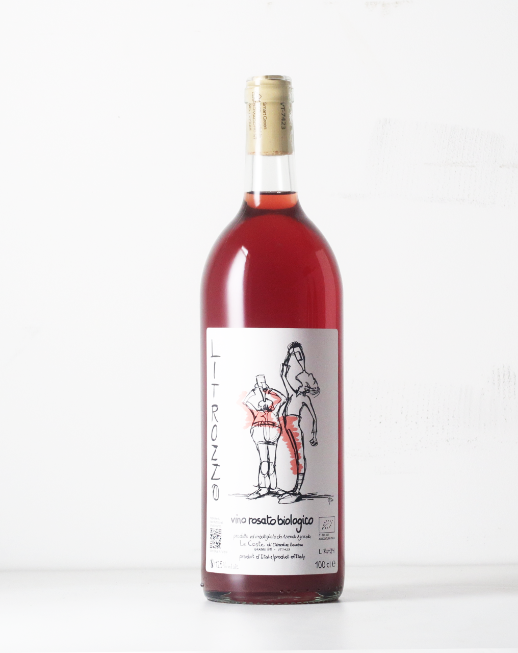 The Litrozzo rosato is made from Aleatico grapes and some local varieties. A deliciously light natural wine from Le Coste.